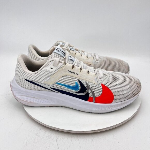 Nike Air Zoom Pegasus 40 Men Sz 12 FB7179-100 White MultiColor Grey Running Shoe - Picture 4 of 12